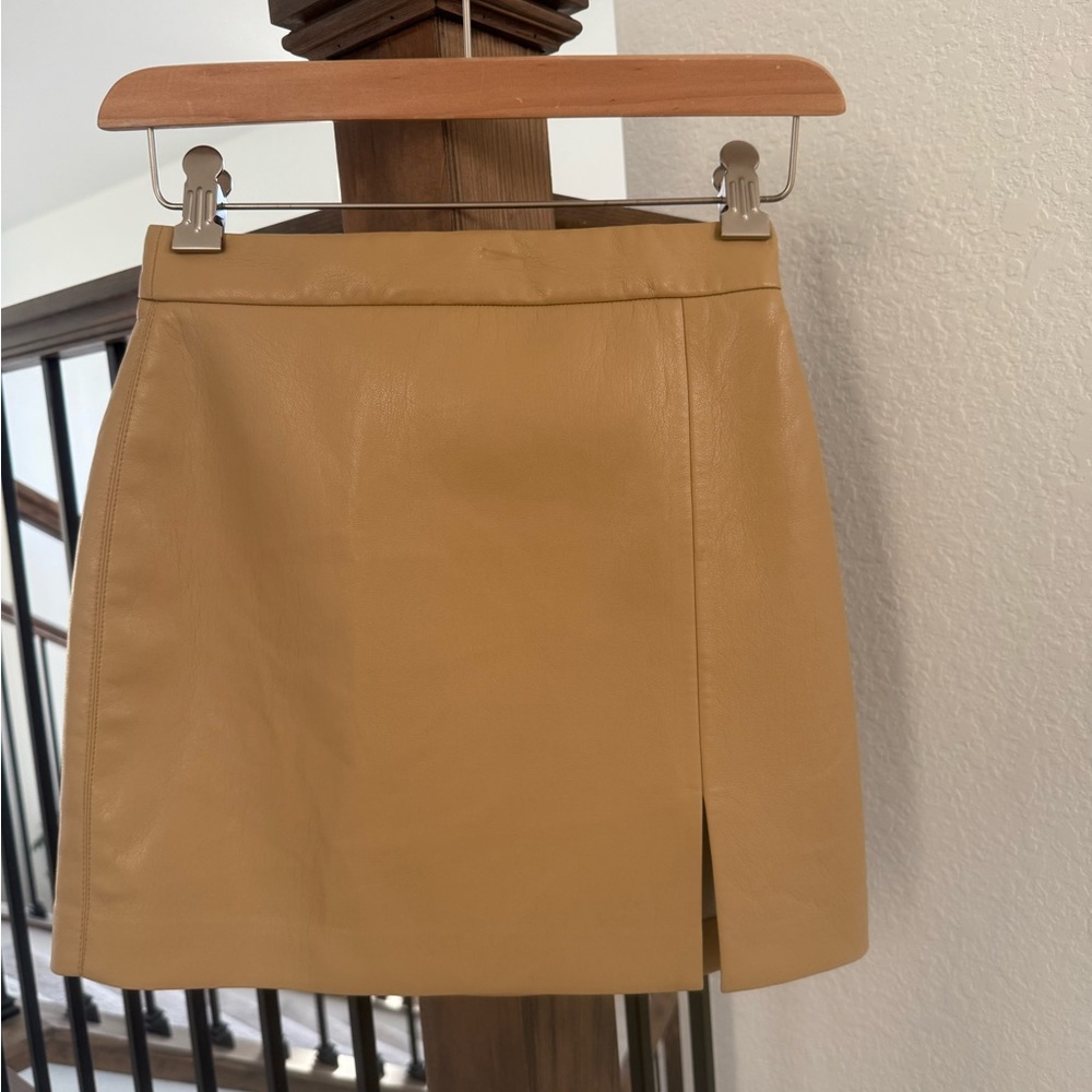 Aritzia Camel Leather Mini Skirt